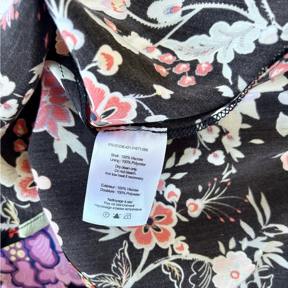 Rixo NWT Black Floral Long Sleeve Mini Dress 2 XXS Buttons Sold out Boho - Picture 12 of 16
